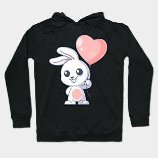 Cute bunny carrying balloons cartoon Hoodie